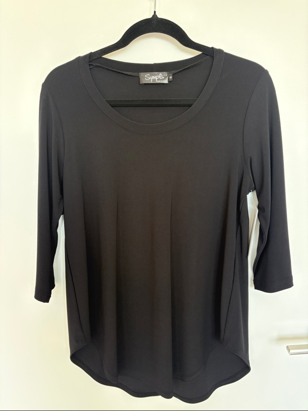 Sympli Black Scoop Neck 3/4 Sleeve Top